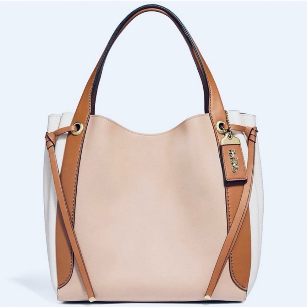 Coach 1941 Harmony Bag Tan Creamy White colorblock purple suede interior - Picture 6 of 16